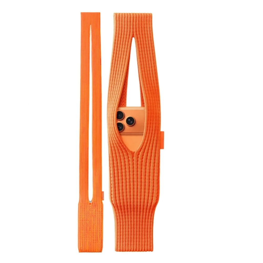 uniaks563-1 Tüm Telefonlarla Uyumlu 80 cm Phone Pocket Premium Örgü Telefon Askısı 3D Esnek Tasarım Turuncu - Görsel 1