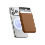 Manyetikli Standlı Deri Kartlık Magnetic Leather Wallet Mavi - Görsel 2